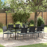 Set da Pranzo per Giardino 9 pcs Nero e Grigio Chiaro