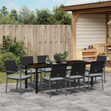 Set da Pranzo per Giardino 9 pcs Nero e Grigio Chiaro