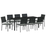 Set da Pranzo per Giardino 9 pcs Nero e Grigio Chiaro