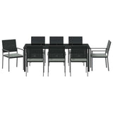 Set da Pranzo per Giardino 9 pcs Nero e Grigio Chiaro