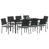 Set da Pranzo per Giardino 9 pcs Nero e Grigio Chiaro