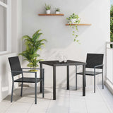 Set da Pranzo per Giardino 3 pcs Nero Rattan in PE
