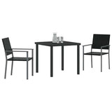 Set da Pranzo per Giardino 3 pcs Nero Rattan in PE