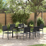 Set da Pranzo per Giardino 7 pcs Nero Rattan in PE