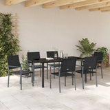 Set da Pranzo per Giardino 7 pcs Nero Rattan in PE