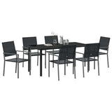 Set da Pranzo per Giardino 7 pcs Nero Rattan in PE