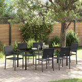 Set da Pranzo per Giardino 7 pcs Nero Rattan in PE