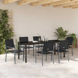 Set da Pranzo per Giardino 7 pcs Nero Rattan in PE