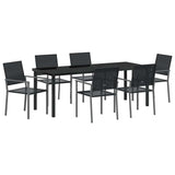 Set da Pranzo per Giardino 7 pcs Nero Rattan in PE