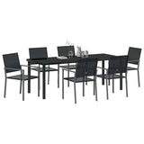 Set da Pranzo per Giardino 7 pcs Nero Rattan in PE
