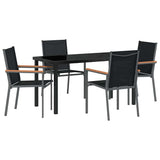 Set da Pranzo per Giardino 5 pcs Nero