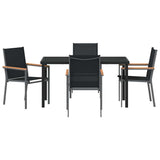 Set da Pranzo per Giardino 5 pcs Nero