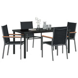Set da Pranzo per Giardino 5 pcs Nero