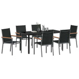 Set da Pranzo per Giardino 7 pcs Nero