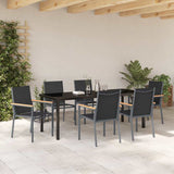 Set da Pranzo per Giardino 7 pcs Nero
