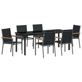 Set da Pranzo per Giardino 7 pcs Nero