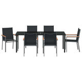 Set da Pranzo per Giardino 7 pcs Nero