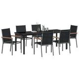 Set da Pranzo per Giardino 7 pcs Nero