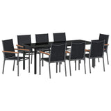 Set da Pranzo per Giardino 9 pcs Nero