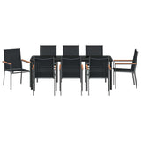 Set da Pranzo per Giardino 9 pcs Nero