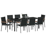 Set da Pranzo per Giardino 9 pcs Nero