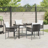 Set da Pranzo per Giardino 5 pcs Marrone e Nero Rattan in PE