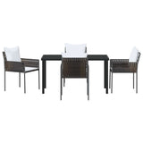 Set da Pranzo per Giardino 5 pcs Marrone e Nero Rattan in PE