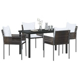 Set da Pranzo per Giardino 5 pcs Marrone e Nero Rattan in PE