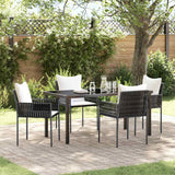 Set da Pranzo per Giardino 5 pcs Marrone e Nero Rattan in PE