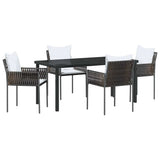 Set da Pranzo per Giardino 5 pcs Marrone e Nero Rattan in PE