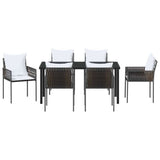 Set da Pranzo per Giardino 7 pcs Marrone e Nero Rattan in PE