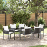 Set da Pranzo per Giardino 7 pcs Marrone e Nero Rattan in PE