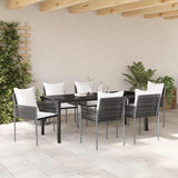 Set da Pranzo per Giardino 7 pcs Marrone e Nero Rattan in PE