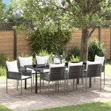 Set da Pranzo per Giardino 9 pcs Marrone e Nero Rattan in PE