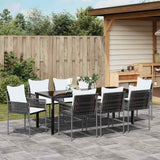 Set da Pranzo per Giardino 9 pcs Marrone e Nero Rattan in PE