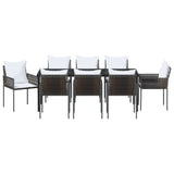 Set da Pranzo per Giardino 9 pcs Marrone e Nero Rattan in PE