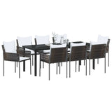 Set da Pranzo per Giardino 9 pcs Marrone e Nero Rattan in PE