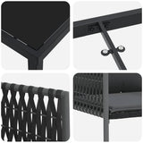 Set da Pranzo per Giardino 5 pcs Nero e Grigio Rattan in PE