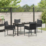 Set da Pranzo per Giardino 5 pcs Nero e Grigio Rattan in PE
