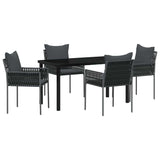 Set da Pranzo per Giardino 5 pcs Nero e Grigio Rattan in PE