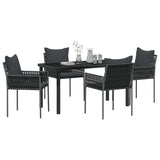 Set da Pranzo per Giardino 5 pcs Nero e Grigio Rattan in PE
