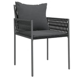 Set da Pranzo per Giardino 7 pcs Nero e Grigio Rattan in PE