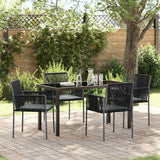Set da Pranzo per Giardino 5 pcs Nero Rattan in PE