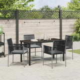 Set da Pranzo per Giardino 5 pcs Nero Rattan in PE