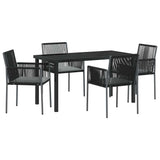 Set da Pranzo per Giardino 5 pcs Nero Rattan in PE