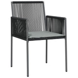 Set da Pranzo per Giardino 5 pcs Nero Rattan in PE
