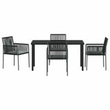 Set da Pranzo per Giardino 5 pcs Nero Rattan in PE