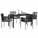 Set da Pranzo per Giardino 5 pcs Nero Rattan in PE