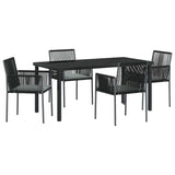 Set da Pranzo per Giardino 5 pcs Nero Rattan in PE