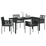 Set da Pranzo per Giardino 5 pcs Nero Rattan in PE